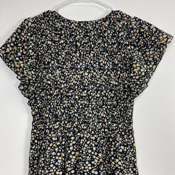Rails Midi Dress Womens Medium Black Mini Floral Clementine Smocked Prairie NWT - Picture 5 of 13